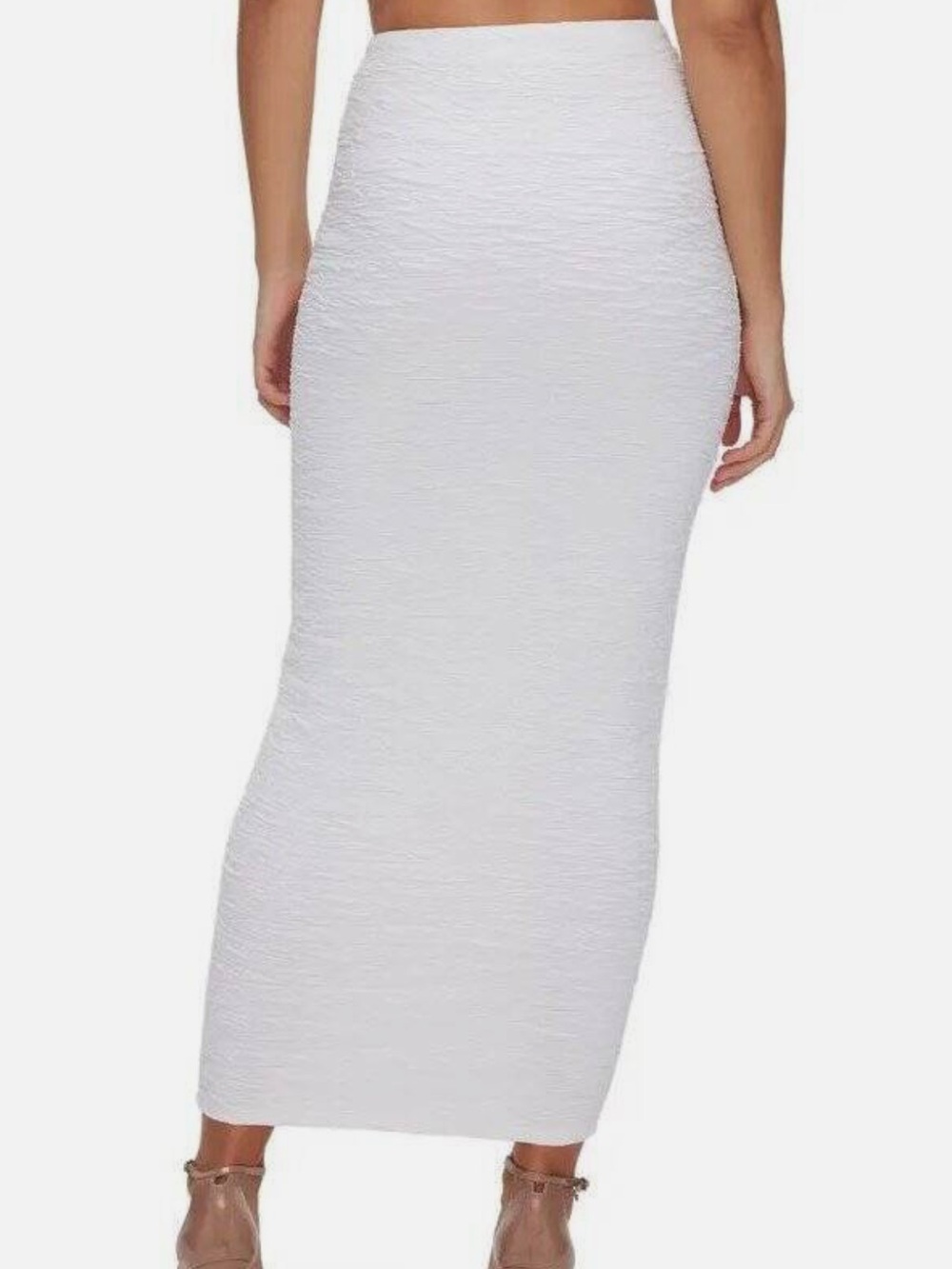 Good American Cloud White Scrunch Textured Midi Skirt - Picture 2 of 5